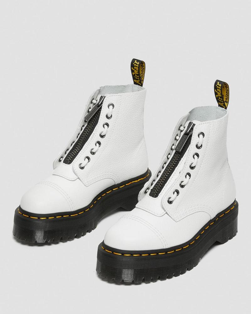 White Women's Dr Martens Sinclair Milled Nappa Leather Platform Boots | CA 258GSO